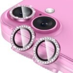 Протектор за камера MBX метални рингове с камъни за iPhone 17 – Розов