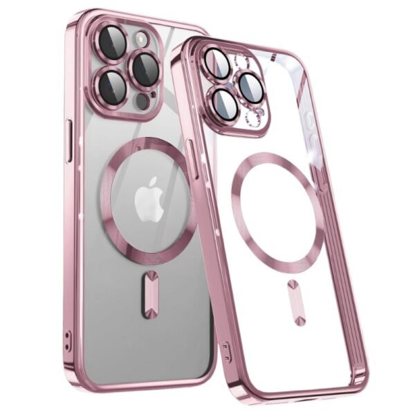 Калъф bSmart Chrome MagSafe с протектори за камерите за iPhone 16 Pro Max – Розово-златен