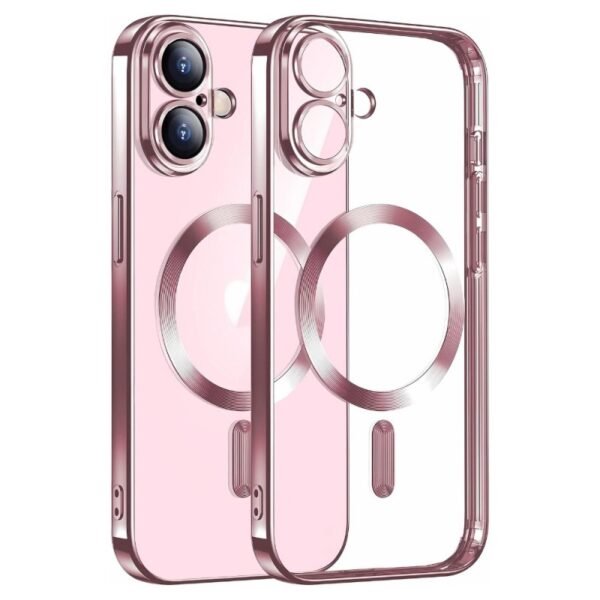 Калъф bSmart Chrome MagSafe с протектори за камерите за iPhone 17 – Розово-златен