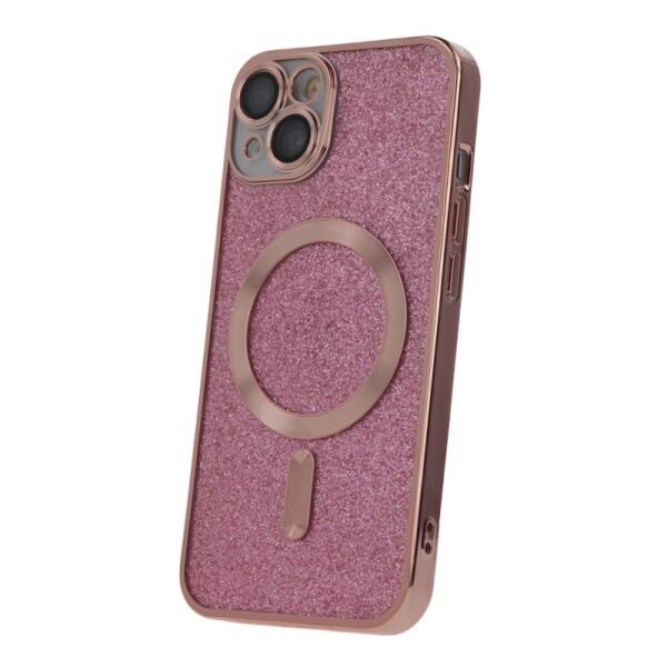 Калъф bSmart Glitter Chrome MagSafe с протектори за камерите за iPhone 15 Pro – Розов
