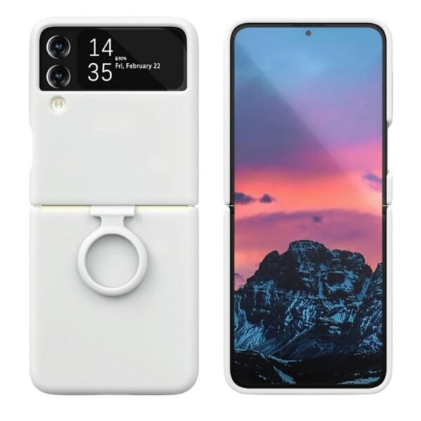 Калъф bSmart Silicone Cover с пръстен за Galaxy Z Flip4 5G – Бял
