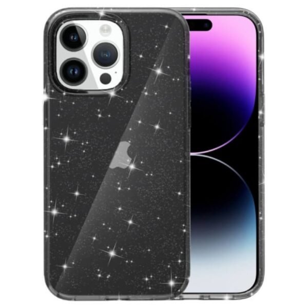 Калъф Shine 2 mm брокатен за iPhone 16 Pro – Черен