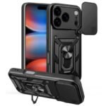 Силиконов твърд кейс bSmart Defender Slide, за iPhone 17 Pro Max (6.9), Черен