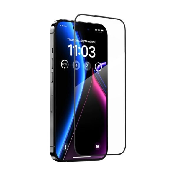 Стъклен протектор OG Premium с цяло лепило за iPhone 15 Plus – Черен