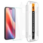 Стъклен протектор Spigen GLAS.tR EZ Fit за iPhone 16 / 15 – Прозрачен - Image 3