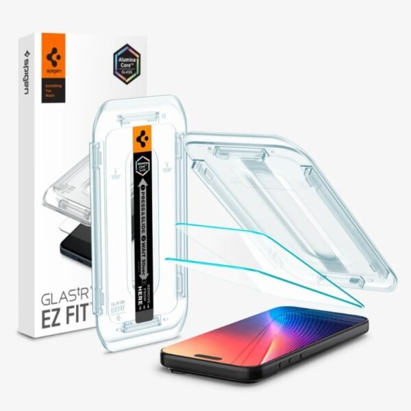 Стъклен протектор Spigen GLAS.tR EZ Fit за iPhone 17 / 16 Pro – Прозрачен