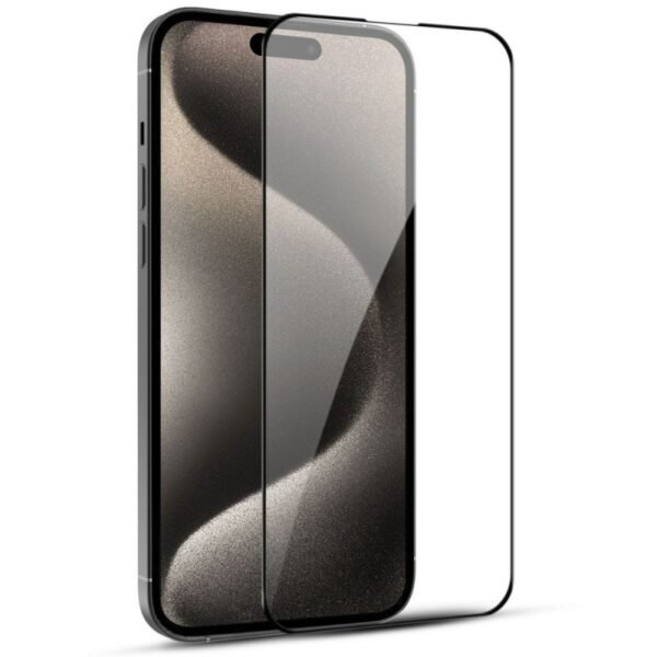 Стъклен протектор MBX 5D Slim с цяло лепило за iPhone 15 Pro Max – Черен