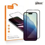 Стъклен протектор Vmax за дисплей 9D с цяло лепило за iPhone 16 Plus – Черен