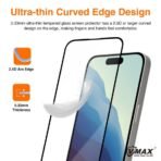 Стъклен протектор Vmax за дисплей 9D с цяло лепило за iPhone 16 Plus – Черен - Image 5