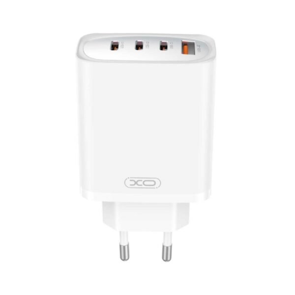 Зарядно XO 65W 3x USB-C 1x USB-A – CE23 PD – 220V – Бяло