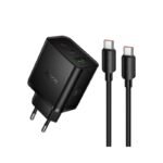 Зарядно Hoco N75 – 65W 2x USB-C 1x USB-A + кабел USB-C към USB-C – Черно