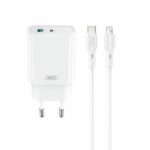 Зарядно XO CE30 – 30W 1x USB-C 1x USB-A + кабел USB-C към Lightning – Бяло