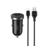 Зарядно XO за кола комплект CC56 PD 30W QC 1x USB 1x USB-C с кабел USB – USB-C – Черен