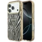 Guess IML Zebra Glitter Triangle Logo MagSafe case for iPhone 18 Pro / 17 Pro gold