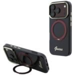 Guess IML Ring Stand 360 Script Metal Logo MagSafe case for iPhone 18 Pro / 17 Pro burgundy