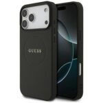 Guess Grained Gold Ring MagSafe case for Iphone 18 Pro Max / 17 Pro Max black