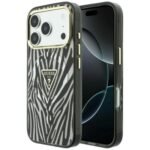 Guess IML Zebra Glitter Triangle Logo MagSafe case for Iphone 18 Pro / 17 Pro silver