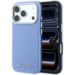 Karl Lagerfeld Grained Allover Logo Metal Elongated MagSafe case for iPhone 18 Pro Max / 17 Pro Max blue