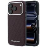 Karl Lagerfeld Grained Allover Logo Metal Elongated MagSafe case for iPhone 18 Pro / 17 Pro burgundy